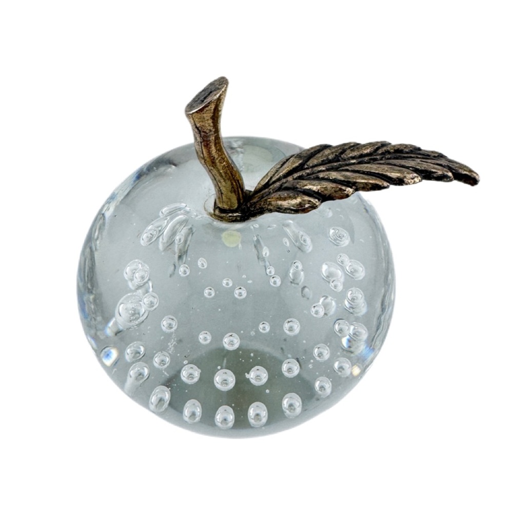 Vintage Glass Apple Paperweight